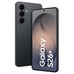 Black Samsung Galaxy S26 Plus 5G refurbished smartphone with 256GB storage, showcasing the sleek design and display.
