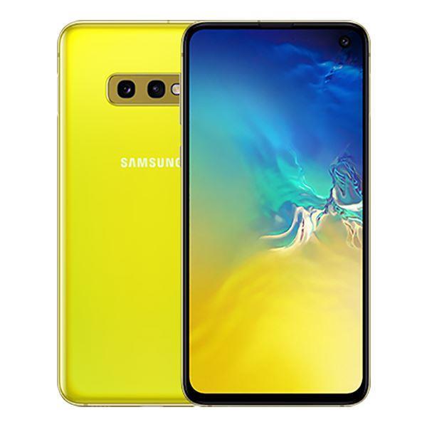 Refurbished Samsung Galaxy S10e SIM free smartphone with 5.8-inch display and dual cameras, showing front and back views.
